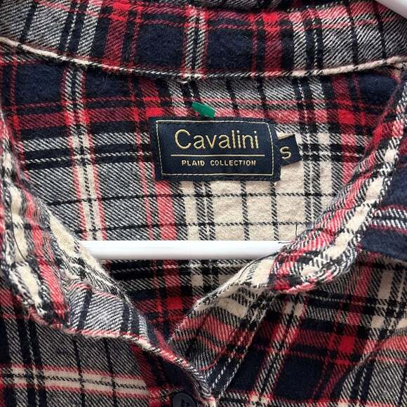 Cavalini Women's Plaid Red Black White Patch Elbow RollTab casual - Picture 2 of 5